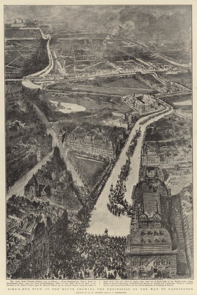 Vista Aérea de la Ruta mostrando la Procesión en Camino a Paddington de Henry William Brewer